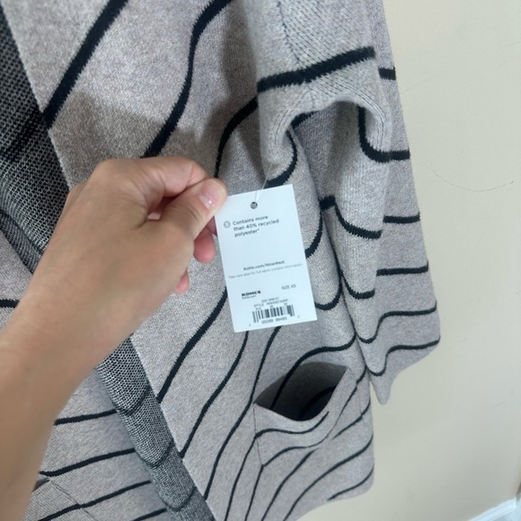 Nine West Women's Clean Collar Coatigan Sweater tan black stripe  Size XS NWT - Picture 4 of 7